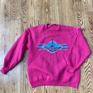 Vintage graphic glitter XL hot pink Paris sweatshirt Euphoria Barbie tourist